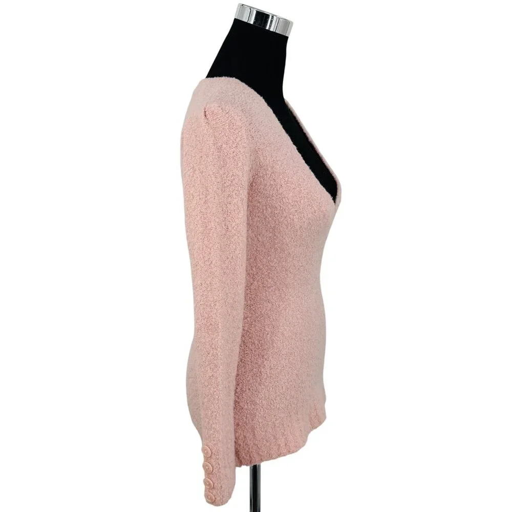 VTG Victoria’s Secret Blush Pink Textured V-Neck Sweater S | Coquette Balletcore - Picture 10 of 12